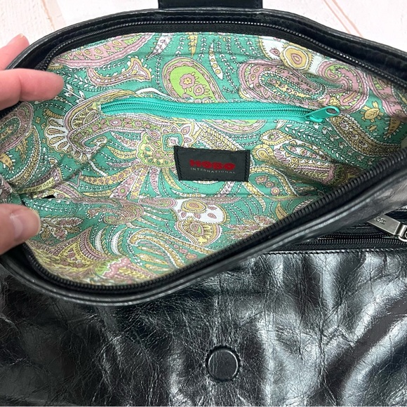 Hobo International Leather Foldover Metal Ring Madeline Clutch Purse - Picture 4 of 7